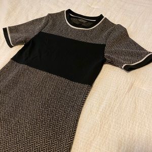 Topshop Navy Chevron Knit Dress